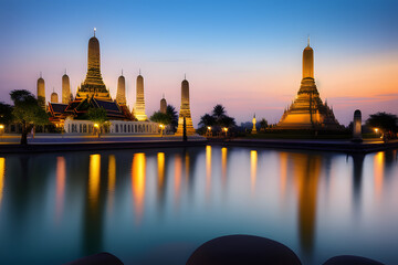 Naklejka premium Thailand Landscape : Wat Arun at dusk