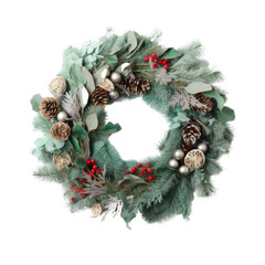Fototapeta na wymiar christmas wreath isolated on transparent background made with generative ai