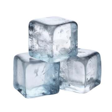 ice cubes isolated on transparent background made with generative ai