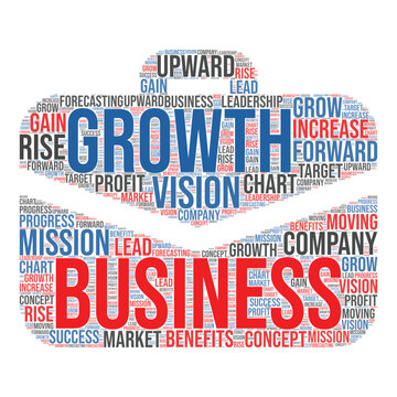 Business briefcase icon word clod art isolated on white background, business financial aid or money gain, Word collage icon