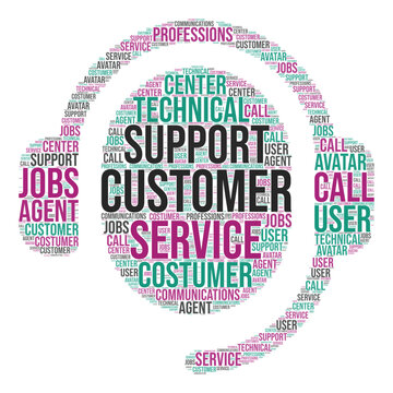 Customer Support Icon word art, Consultation, telemarketing, consultant, secretary, word collage