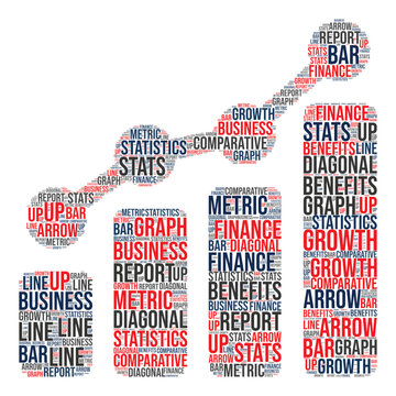 Business Growth Concept, business sales graph, vector design. sales, growth, sales increment, sales icon on isolated white background, Word cloud art business icon