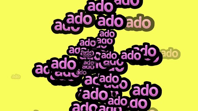 animated video scattered with the words ADO on a yellow background