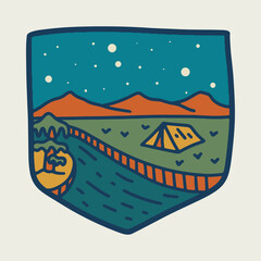 Camping at quiet night graphic illustration vector art t-shirt design