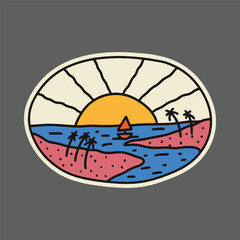 Summer sunset graphic illustration vector art t-shirt design