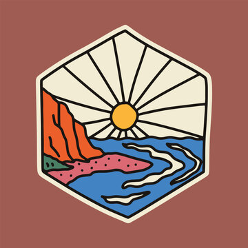 Summer sunset graphic illustration vector art t-shirt design