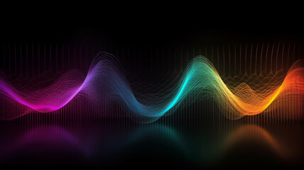Fototapeta na wymiar Abstract symbols of echo vibrating and sounds wave, rainbow sound wave, generative ai
