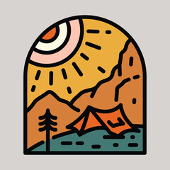 Camping and sunrise graphic illustration vector art t-shirt design