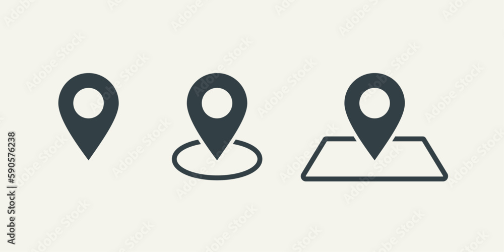 Poster pins location icons set simple design