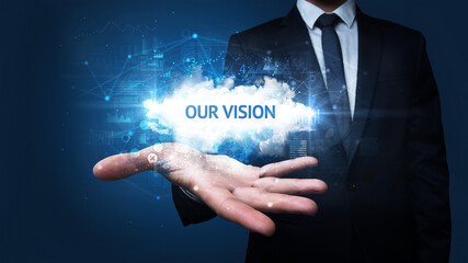 Hand of Businessman holding motivational message