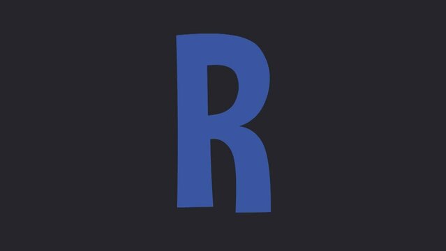 letter R, colorful animation on black background