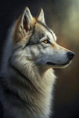 Generative AI illustration studio portrait style image of Huskie pedigree dog breed