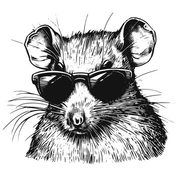 Cool rat wearing glasses illustration