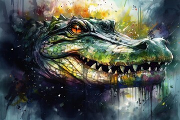 Close up of an alligator in a swamp. Generative AI - obrazy, fototapety, plakaty