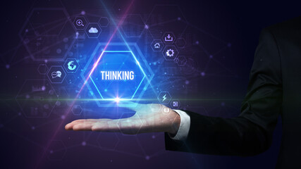 Man hand holding social inscription