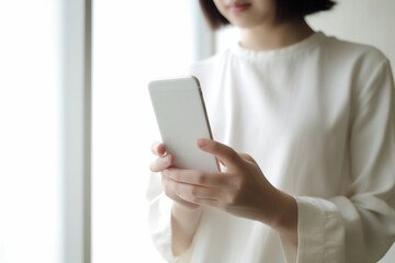 スマホを操作する若い女性の手元,Generative AI