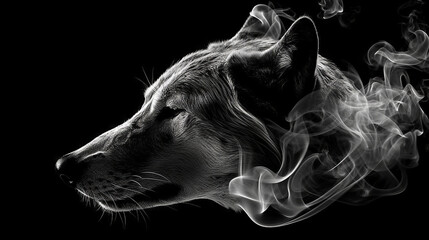 Obraz na płótnie Canvas Wolf made from smoke, smoke texture outline wolf, generative ai