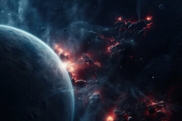 Obraz premium planet in the foreground of a space scene with stars in the background. Generative AI