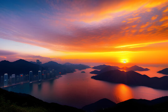 sunset in the Hong Kong