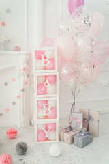 Balloon decoration for baby girl birthday party