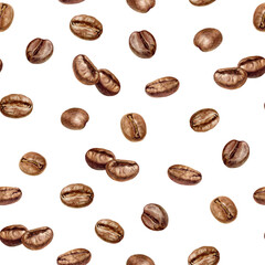 Hand-painted Watercolor Coffee Bean Seamless Pattern