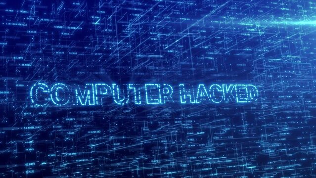 Computer Hacked Text Reveal Over Blue Futuristic Technology Network with Digital Cyberspace Background