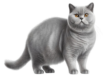 British Shorthair cat_Transparent and white Background in png