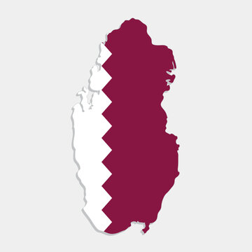 qatar map with flag on gray background