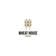 Obraz premium Vector wheat house logo design concept illustration idea