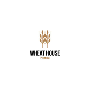 Vector wheat house logo design concept illustration idea