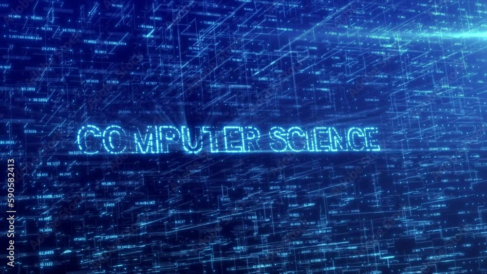Aufkleber computer science concept over blue futuristic technology network with digital cyberspace background