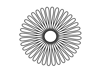 abstrakte blütenförmige rosette aus verschlungenen schleifenförmigen linien mit 36 blütenblättern
