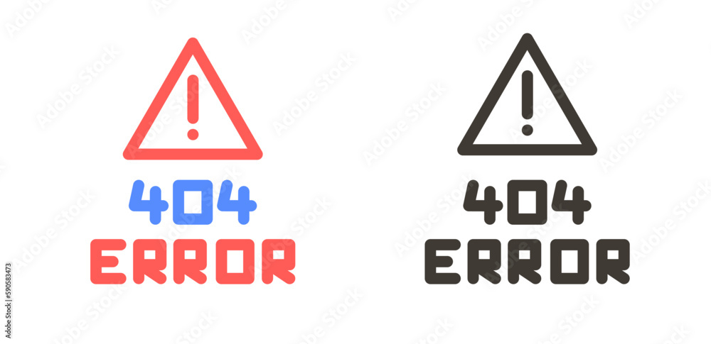 Poster attention danger thin line vector illustration icon with triangle and exclamation mark with 404 page