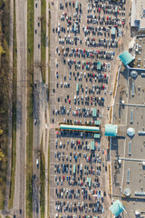 aerial view of the supermarket car parking