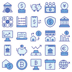 A set pack of economy (blue color) icons set.
The collection includes for mobile app,web design, UI or site design.
