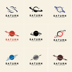 set of saturn planet logo vector icon © erick
