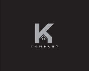 Home and letter K real estate logo icon design 