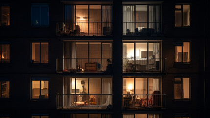 apartment with light from window. night.