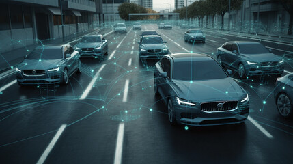 Fototapeta na wymiar Autonomous Driving technology concept. Generative AI