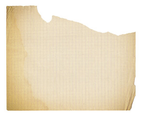 Vintage background of old torn checkered paper texture isolated