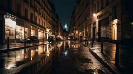 Fototapeta na wymiar City streets at night - Generative art