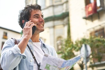 Young man talking on phone in his vacation day