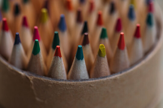 close up of colored pencils