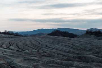 landscape in the mountains with mud volcano