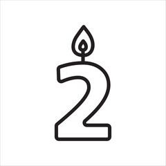 Candle vector icon. Number candle flat sign design. Candle with flame symbol pictogram. UX UI icon
