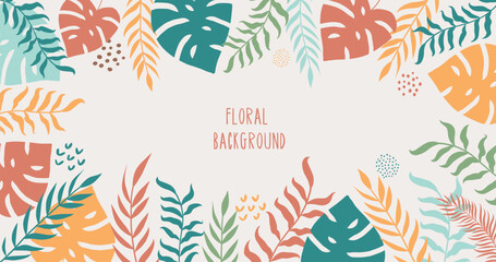 Fototapeta na wymiar Floral bright backgrounds from tropical leaves