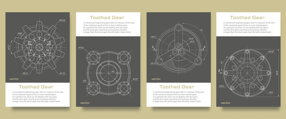 Mechanical Engineering drawing.Set of templates for brochures.Vector illustration.