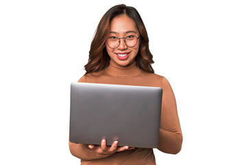 A young asian woman working with her laptop