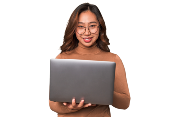 A young asian woman working with her laptop