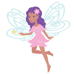 Fototapeta na wymiar Cute garden fairy vector cartoon illustration